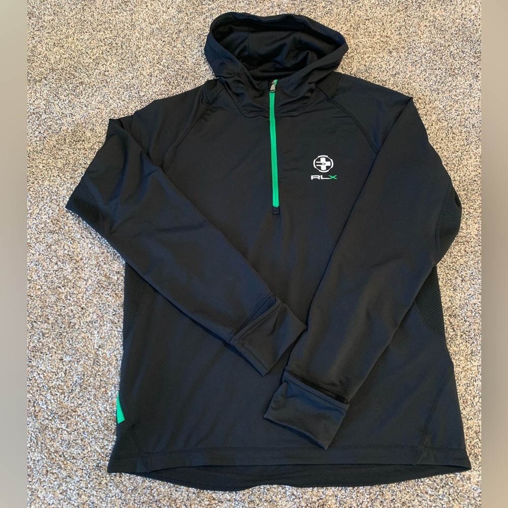Ralph Lauren RLX Black and Green Performance Half Zip with Hood